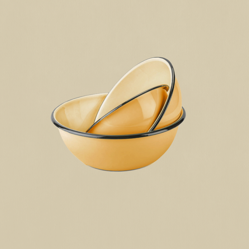 Butter Yellow Enamel Bowl Trio